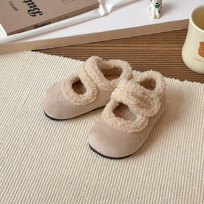 Children's Cotton Shoes 1-18 Years Old Beige Padded Thickened Boys Girls Walking Shoes Brown Soft Bottom Non-slip Kids Fur Shoes