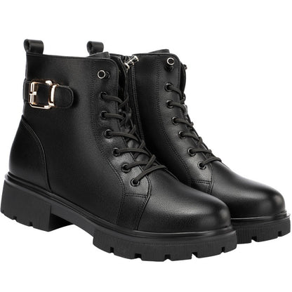 2024 Short Shoes for Women Female Ankle Boots Platform with Laces Combat Lace-up Footwear Chunky Booties Punk Style Leather