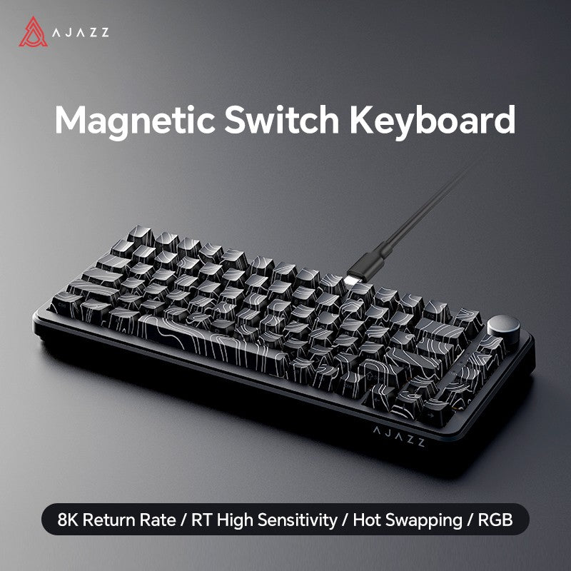 AJAZZ AK820 MAX HE Teclado Gamer Magnético de Efeito Hall, Acionamento Ajustável, Taxa de Sondeo de 8KHz, Gasket, Teclado com Fio