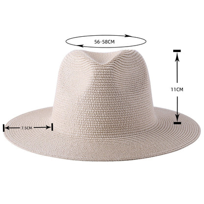 56-58-59-60CM New Natural Panama Soft Shaped Straw Hat Summer Women/Men Wide Brim Beach Sun Cap UV Protection Fedora Hat