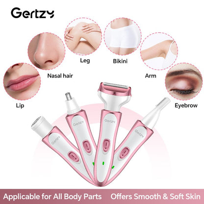 USB four in one electric shaver - suitable for face, nose, legs, armpits, painless trimmer - portable beauty toolkit