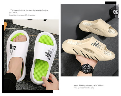 New Summer Man Massage Slippers 2023 Indoor Outdoor Sandals Beach Casual Shoes Soft Bottom Slippers Male Flip Flops Mens Sandals