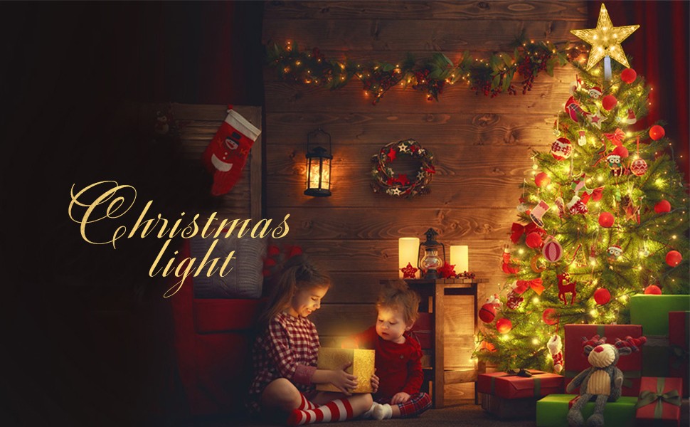 15/19/23cm Christmas Tree Top Star Light LED Glowing Star Lamp Xmas Tree Decoration Home Party Supplies Navidad New Year Gift