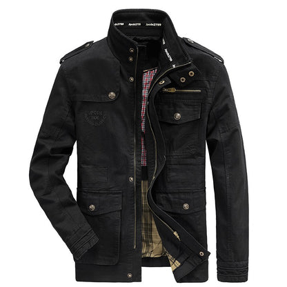 Autumn Men's Military Jacket Casual Man Stand Collar Cotton Business Coats Men Multi-pocket Windbreaker Jackets Clothing 7XL