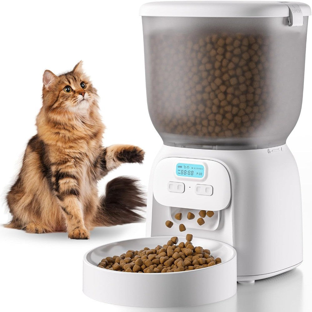 Comedouro Automático para Gatos 4L Dispensador de Comida para Cães com Temporizador e 1-6 Refeições por Dia/1-20 Porções por Refeição para Animais de Estimação Pequenos e Médios