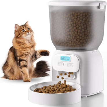 Comedouro Automático para Gatos 4L Dispensador de Comida para Cães com Temporizador e 1-6 Refeições por Dia/1-20 Porções por Refeição para Animais de Estimação Pequenos e Médios