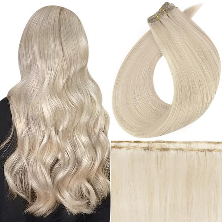 Full Shine Virgin Flat Silk Weft Sew In Hair Bundle Straight Human Hair Extensions 100% Real Human Hair Weft For Women For Salon