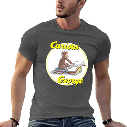 Curious George Reading Poster. T-Shirt t shirt man casual g man t shirts for men t shirt man plain T-Shirt