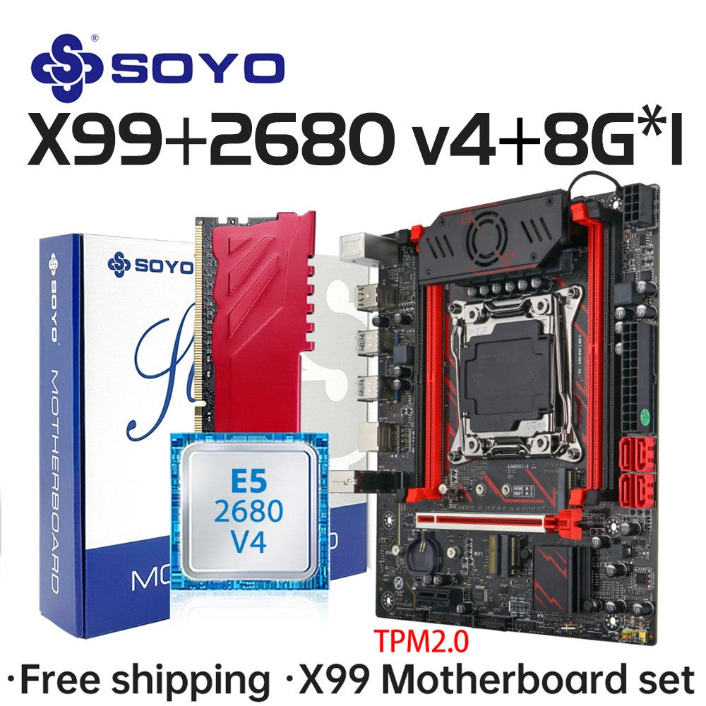 Gaming Motherboard Set SOYO X99 C612chip with Intel Xeon E5 2680 V4 CPU DDR4 8G*1 2133MHz RAM Computer components Mainboard TPM2