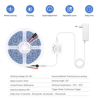 WS2811 Horse Race Chase LED Strip Light Motion Sensor Fairy Night Lamp For Bedroom Room Ceiling Christmas Decoration Lighting