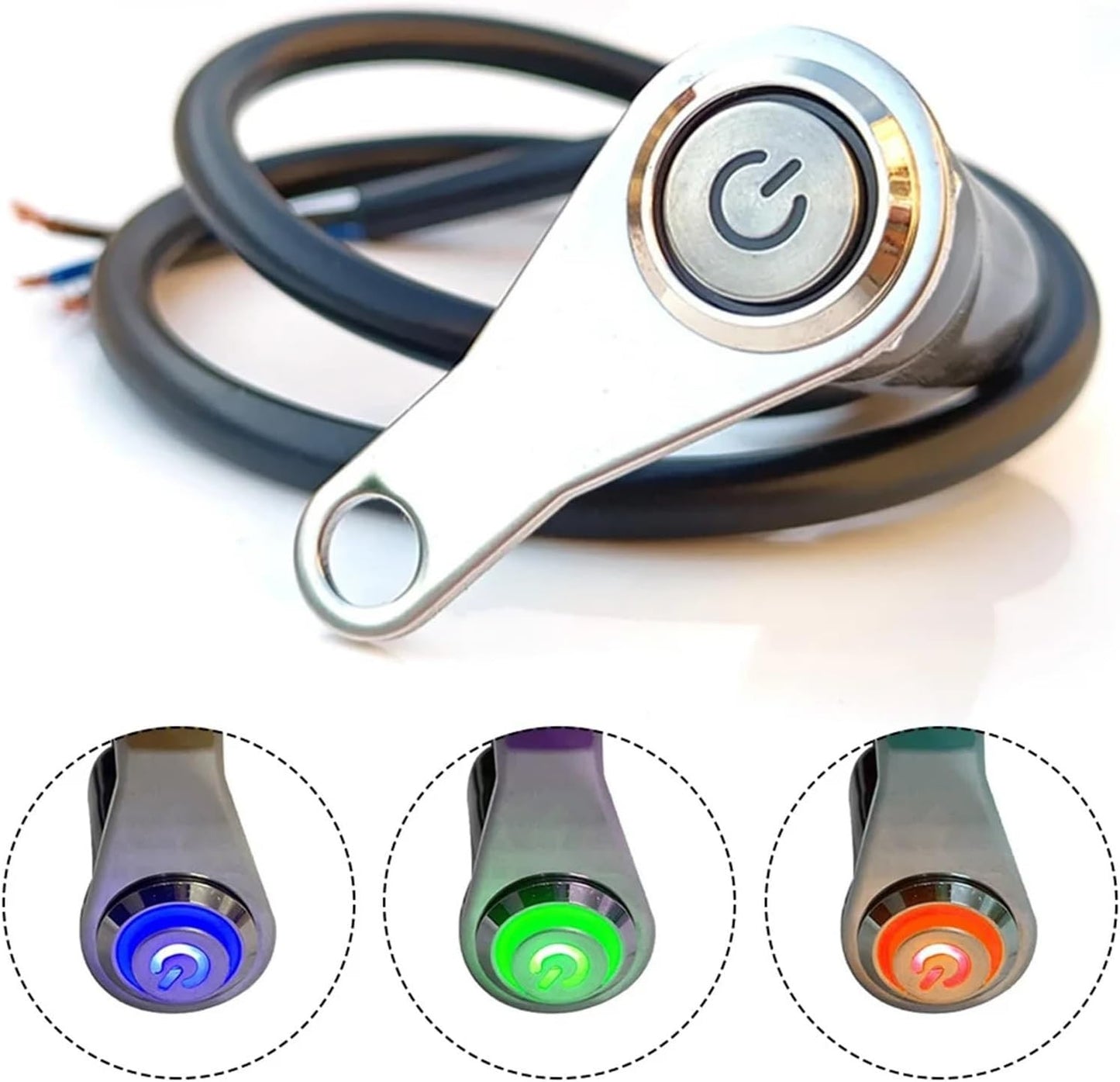 Cilindro Chave Bicicleta LED Interruptor Moto LIGA + DESLIGA Montagem no Guidão Liga de Alumínio Impermeável 12V Luz de Nevoeiro Lâmpada Buzina de Bicicleta Botão de Pressão