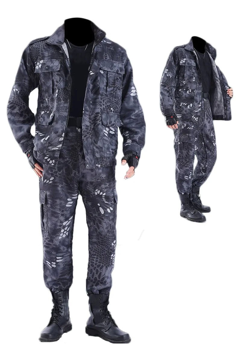 Black Python Pattern Wear-resistant Overalls Labor Insurance Cloth Uniform Men's Soft Tracksuit Outdoor Suit
