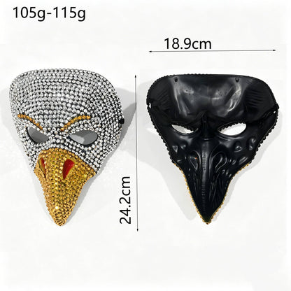 Steampunk Gothic Bird Beak Mask Full Rhinestone Craft Retro Venetian Style Halloween Masquerade Wedding Party Diamond Mask