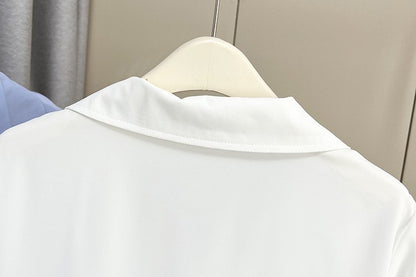 Plus Size Women's Summer New Style Lace Sleeve V-Neck Short Sleeve Shirt Fresh And Elegant Fashionable Blouse Polyester Fabric