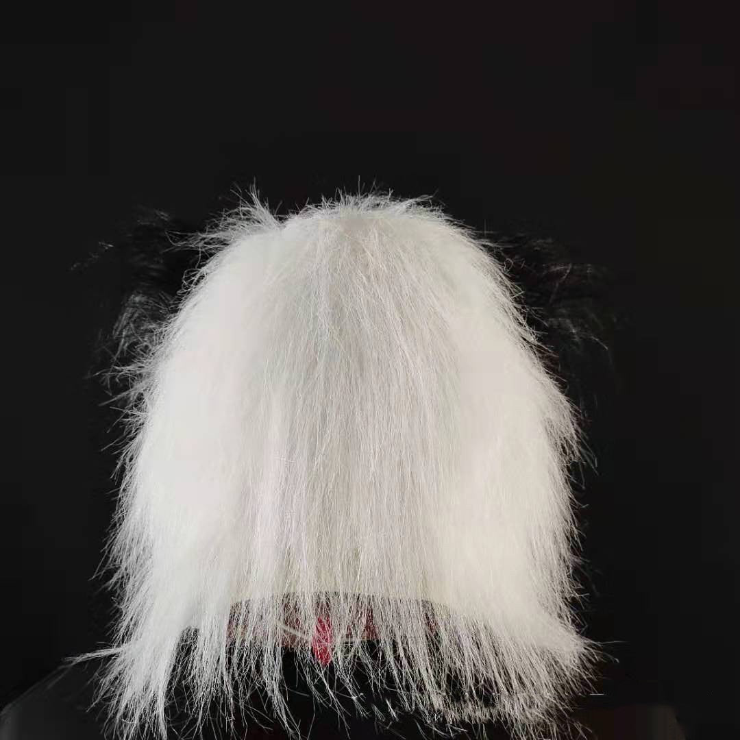 Latex with Fur Black Cat Cosplay Mask Scary Helmet Animal Funny Costume Hood Hair Mask Headwear Adult Halloween Party Props