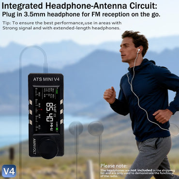 V4 AMNVOLT ATS Mini SI4732 All Band Receiver Supports AM/FM/SSB/LSB/USB  Built-in Hi-Z Headphone Amplifier for HAM