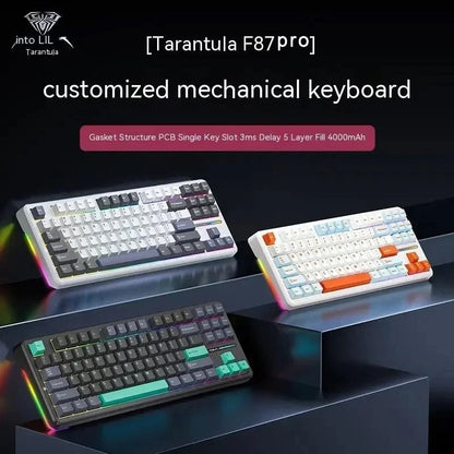 Teclado Mecânico AULA F87Pro 2.4g/Usb/Bluetooth Tri Mode Sem Fio 87 Teclas 5 Camadas de Amortecimento Adequado para Jogos+Digitação