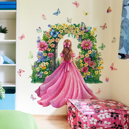 Girl Moon Butterflies Wall Stickers Kid Girls Room Bedroom Decoration Baby Nursery Home Decor Accessories Living Room Wall Decal