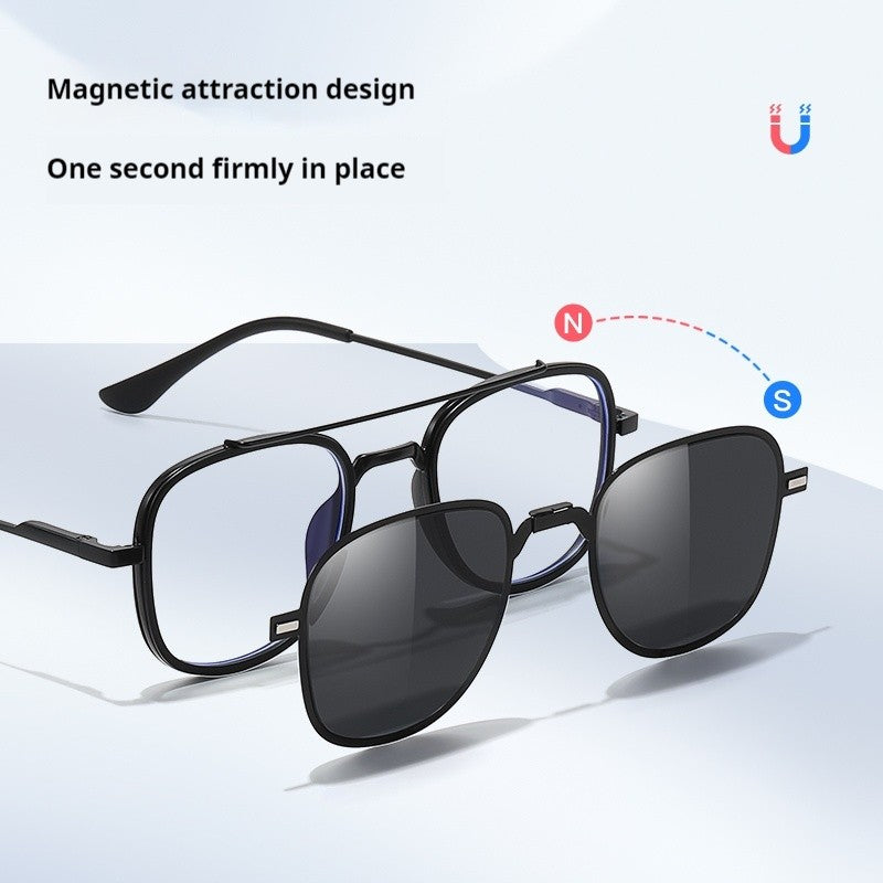 COHK Metal 3 In 1 New Style Folding Magnet Clip On Glasses Frame Trend Polarized Sunglasses Men Optical Computer Eyewear UV400