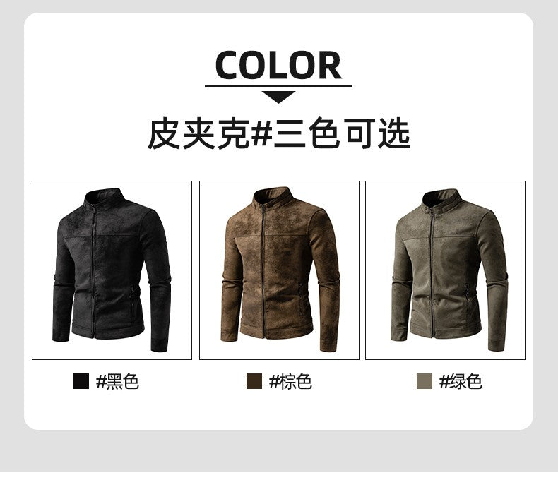 Spring Autumn Retro Leather Jackets Casual Men's Wear Tie Dyed Washed Matte Process Casual Outerwear Fashion Motorcycle Leather