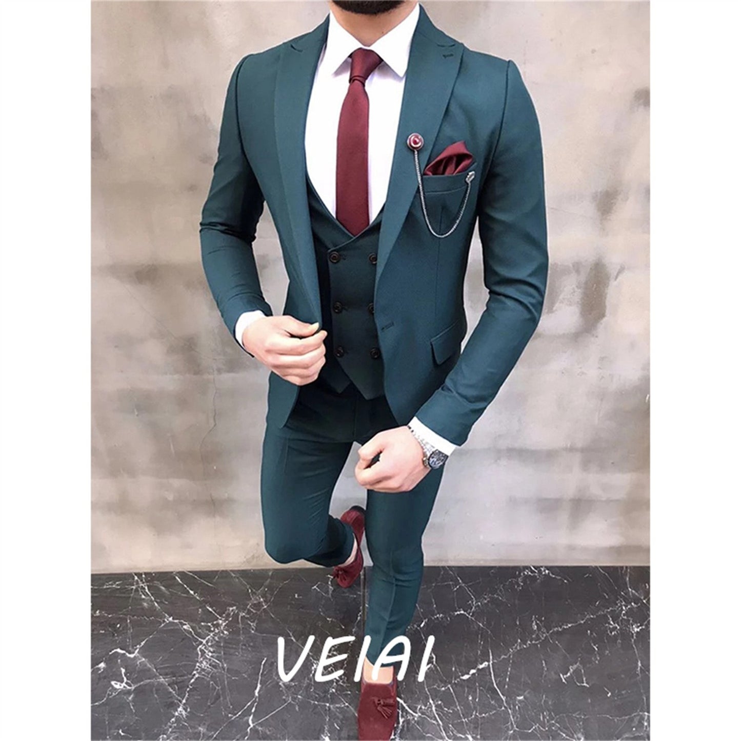 CustomizedBridegroom Formal Party Men Suits One Breasted Men's Business Suits 3 Pieces(Jacket+Pant+Vest+Tie)traje novio