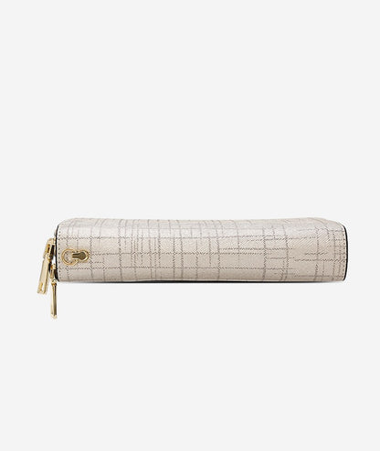 FOXER Split Leather Lady's Wallet Bifold Long Clutch Bag with Wristlet Fashion Card Holder Coin Purse Cellphone Money Bag