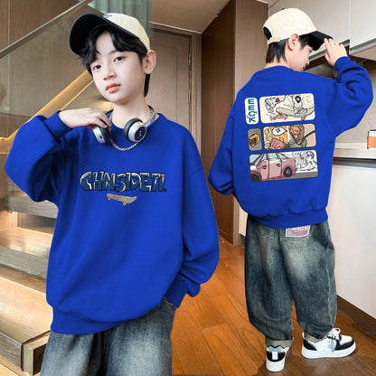 Autumn Baby Boy Clothes Street Graffiti Print Casual Sports Sweatshirts Long Sleeve Children Top Korean Children's Clothes 2025
