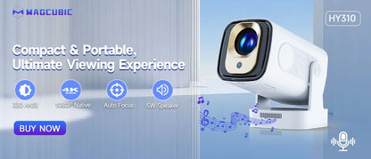 Projetor Magcubic 580ANSI Foco Automático Android 11 4K 1080P Wifi6 Controle de Voz Allwinner H713 BT5.0 Home Cinema HY350 Pro