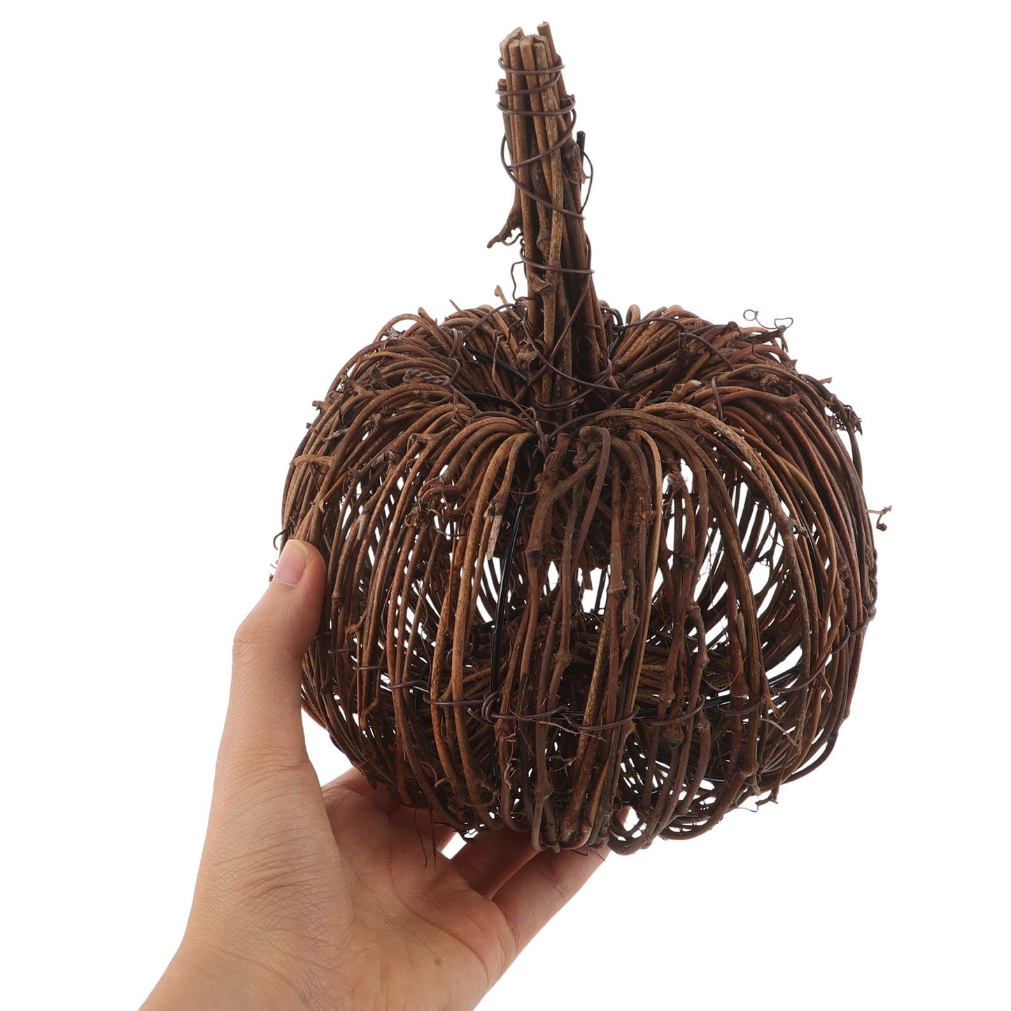 15CM Rattan Woven Pumpkin Halloween Fall Rattan Pumpkin Thanksgiving Table Centerpiece For Halloween And Seasonal Celebration