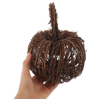 15CM Rattan Woven Pumpkin Halloween Fall Rattan Pumpkin Thanksgiving Table Centerpiece For Halloween And Seasonal Celebration