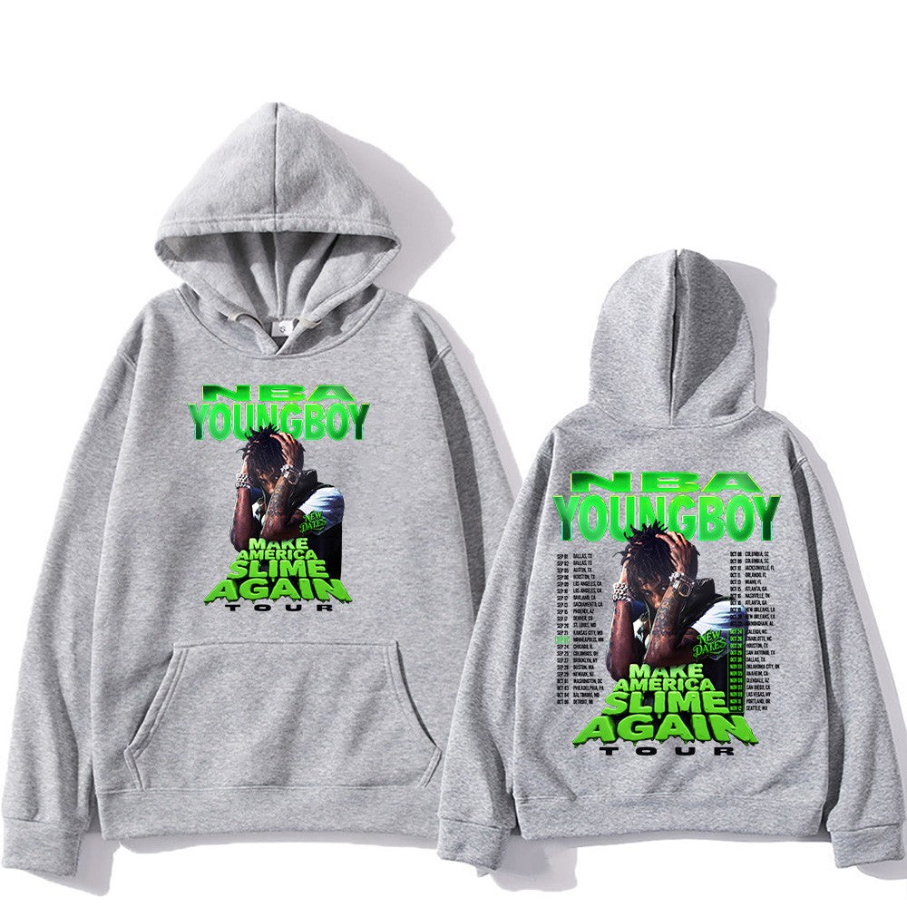 "YoungBoy Never Broke Again Tour 2025" Singer pattern printed men's hoodie fashionable casual hoodie High-quality hoodie