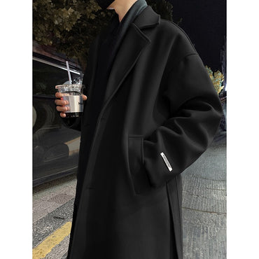 Men Fashion Winter Jacket Coats 2024 Thicken Wool Blends Coat Mens Oversized Overcoat Male Streetwear Warm Long Coat Q38