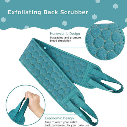 Conjunto Esfoliante Corporal - Inclui Esfoliador de Costas, Luva de Banho e Esponja de Banho Loofah