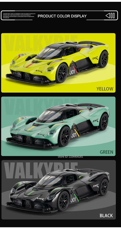 1:32 Valkyrie Vulcan Liga Carro Esportivo Modelo de Brinquedo de Metal Fundido Porta Aberta Luz de Som Carro Miniatura Puxar para Trás Menino Presente de Natal