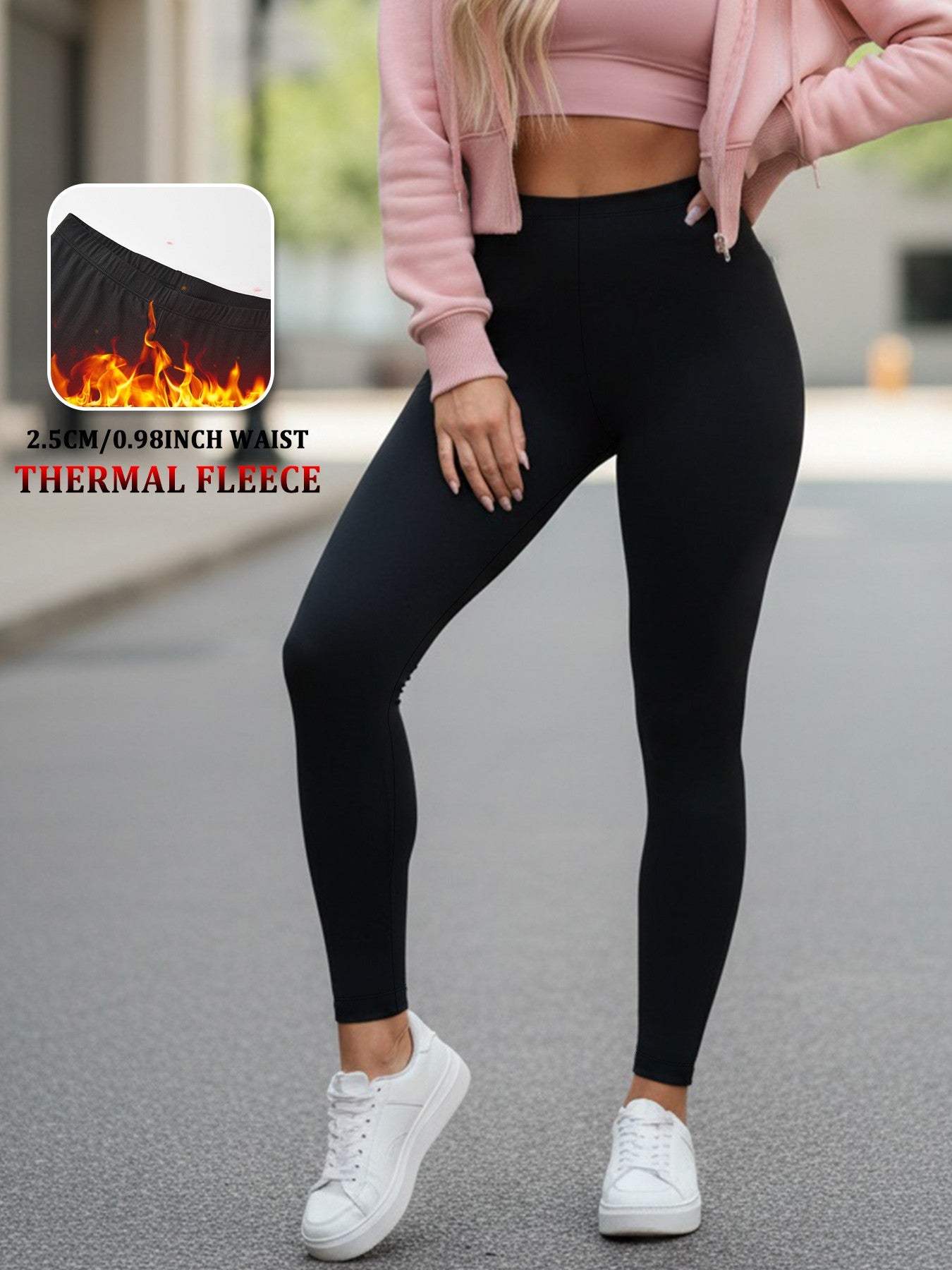 Plus Size Super Soft Fleece Lined Leggings Women, Workout Yoga Running Thermal Warm Pants For cold winter Running