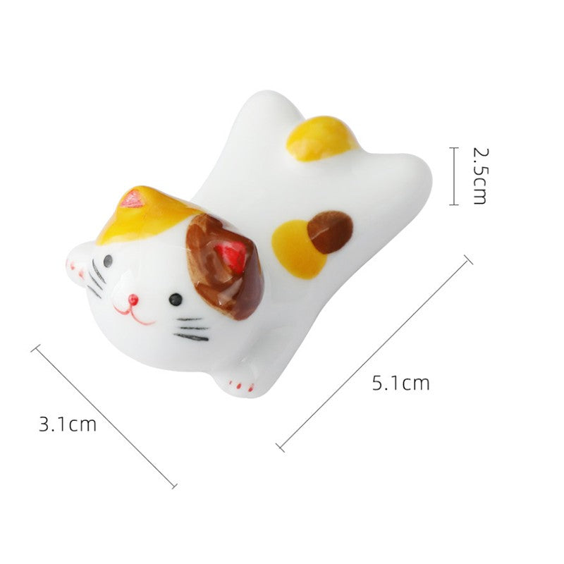Descanso para Hashi em Formato de Gato de Cerâmica Suporte para Talheres de Cozinha Descanso para Colher Garfo Almofada Suporte de Armazenamento