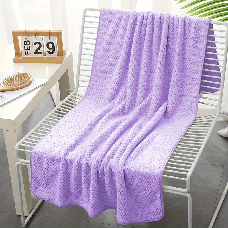 Pineapple Lattice Bath Towel Ultra Lightweight Breathable 70X140cm Coral Fleece Soft Comfortable for Beach Bathroom Quick Dry