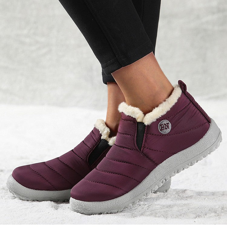 Women Boots Waterproof Winter Boots Fur Shoes Women Slip On Ankle Boots Snow Botas Mujer 2025 Winter Shoes Couple Short Boot