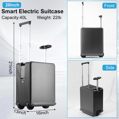 20inch Electric Smart Rideable Luggage Suitcase with Lock, 40L Large Capacity Effortless Traveling Carry-on Luggage