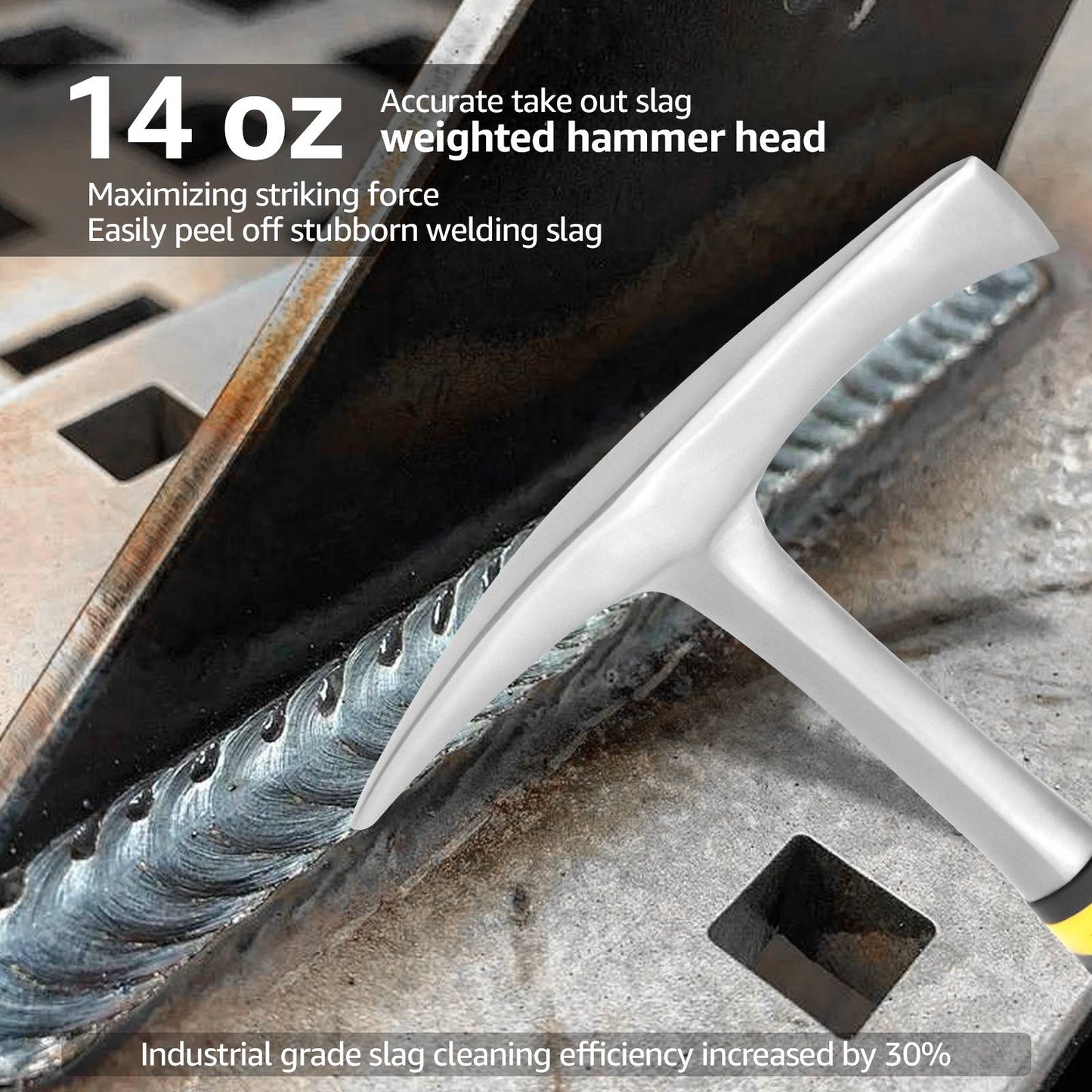 Martelo Picador de Solda de Aço Carbono de Alto Teor com Cabeça de 14oz e Cabo Ergonômico Antiderrapante para Retificação de Rebarbas