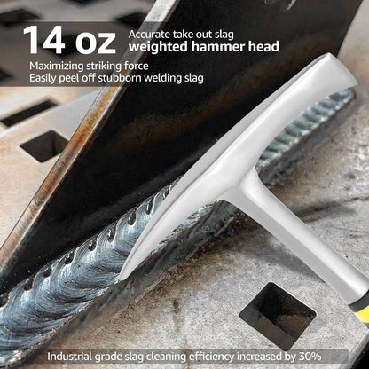 Martelo Picador de Solda de Aço Carbono de Alto Teor com Cabeça de 14oz e Cabo Ergonômico Antiderrapante para Retificação de Rebarbas