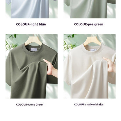64% Cotton 25% Bamboo Fiber Cool T Shirt Men Short Sleeve Summer Tops For Men Round Neck Skin Friendly Solid Color Male Clothes
