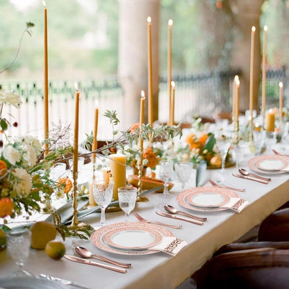 700 Peças de Utensílios de Mesa de Plástico Ouro Rosé para 100 Convidados, Pratos Descartáveis para Festa de Casamento Incluindo 100 Pratos de Jantar Rosé 100 D