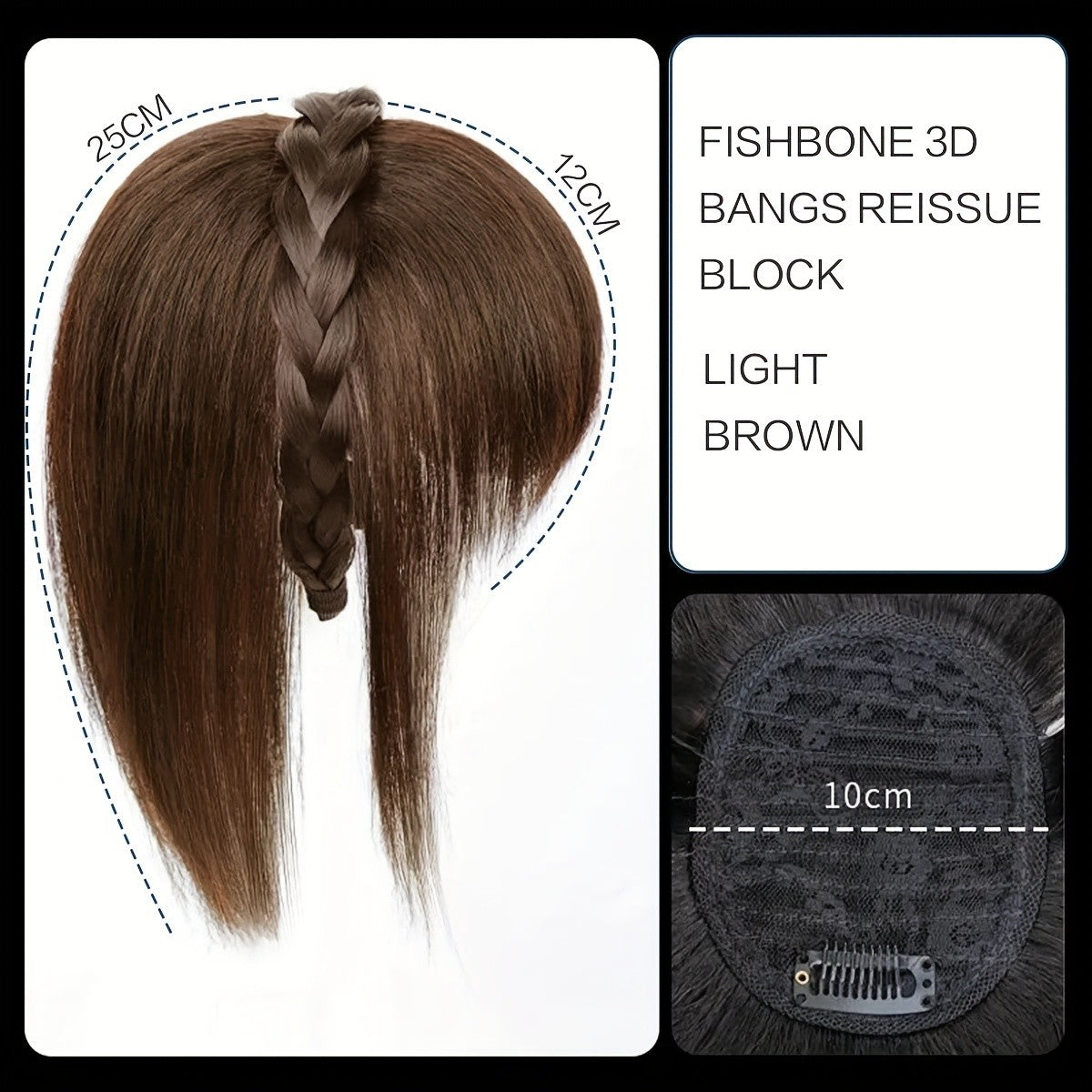 Topper de Cabelo Sintético com Tiara Franja Franja 3D Cabelo Sintético Clip em Extensões de Cabelo para Uso Diário Acessórios de Cabelo