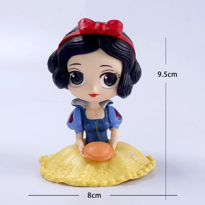 10cm Disney Q Posket Branca de Neve Sofia Alice Bela Sereia Aurora Princesas Bonecas Colecionáveis Modelo Brinquedos Decoração de Bolo