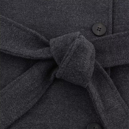 Women's Coat 2025 Autumn and Winter New Style Gray Long-Sleeve Belted Single-Breasted Stand Collar Loose Coat Fashionable