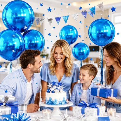 8pcs blue 4D Balloon Rain Curtain Set,blue 4D Foil Balloon, for birthday party decorations, weddings decor, and rooms decor