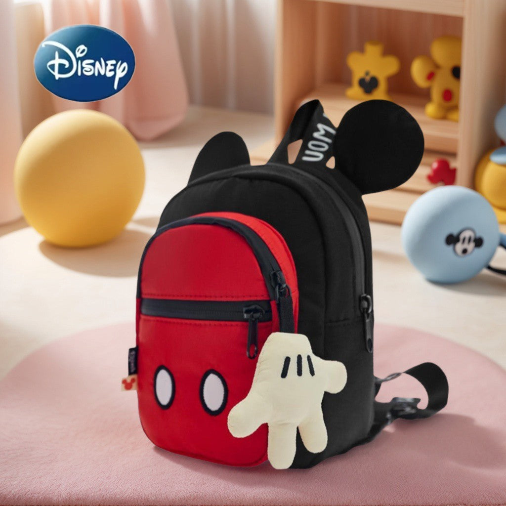 Mochila Mickey de Três Camadas Disney Escola Leve Linda Mochila Infantil Com Um Pingente