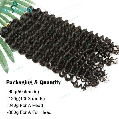 Deep Wave Feather Crochet Human Hair Pre Separated Knotless Crochet Human Hair Extensions For Braids No Shedding Can Be Reused