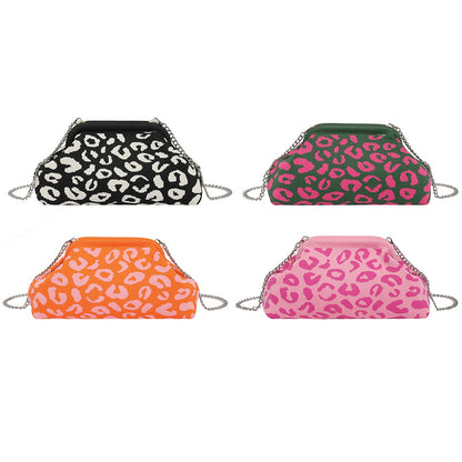 Dopamine Leopard Print Clutch Bag with Detachable Strap Leopard Print Shoulder Bag Leopard Crossbody Bag for Modern Ladies